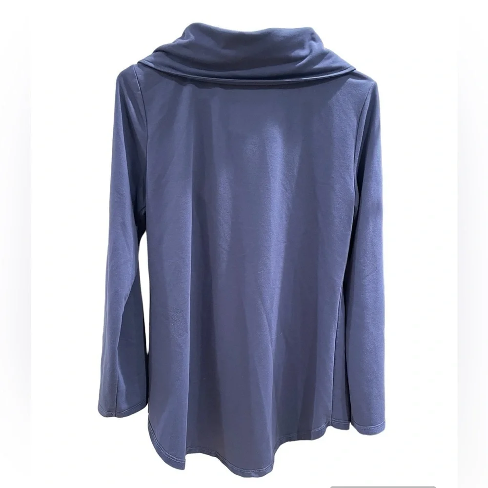 Soft Surroundings Kassidy Cowl Neck Pullover Sweatshirt - Blue - Picture 3 of 6
